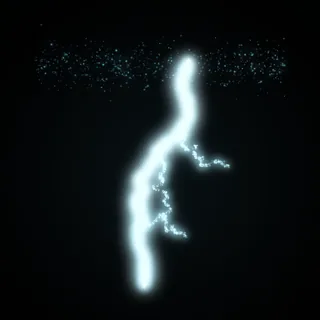 The lightning shape, drawn in cyan points of light