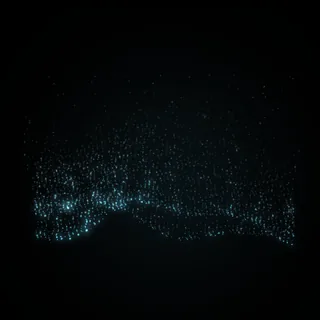 The aurora shape, drawn in cyan points of light