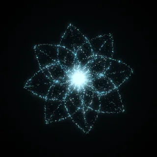 The bloom shape, drawn in cyan points of light
