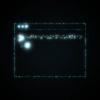 The terminal shape, drawn in cyan points of light