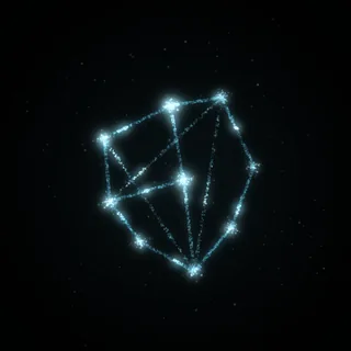 The constellation shape, drawn in cyan points of light