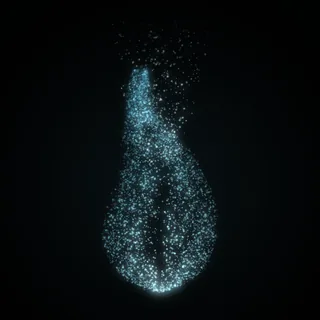 The flame shape, drawn in cyan points of light