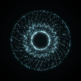 The iris shape, drawn in cyan points of light