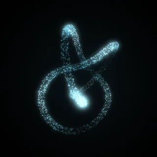 The knot shape, drawn in cyan points of light