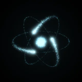 The nucleus shape, drawn in cyan points of light