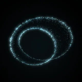 The ribbon shape, drawn in cyan points of light
