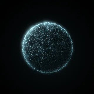 The sphere shape, drawn in cyan points of light