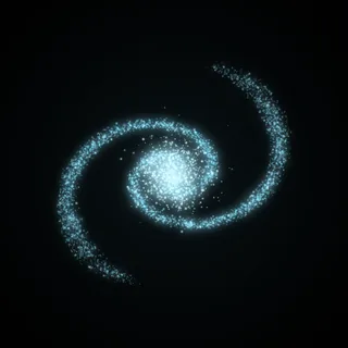 The vortex shape, drawn in cyan points of light