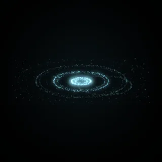 The ripples shape, drawn in cyan points of light